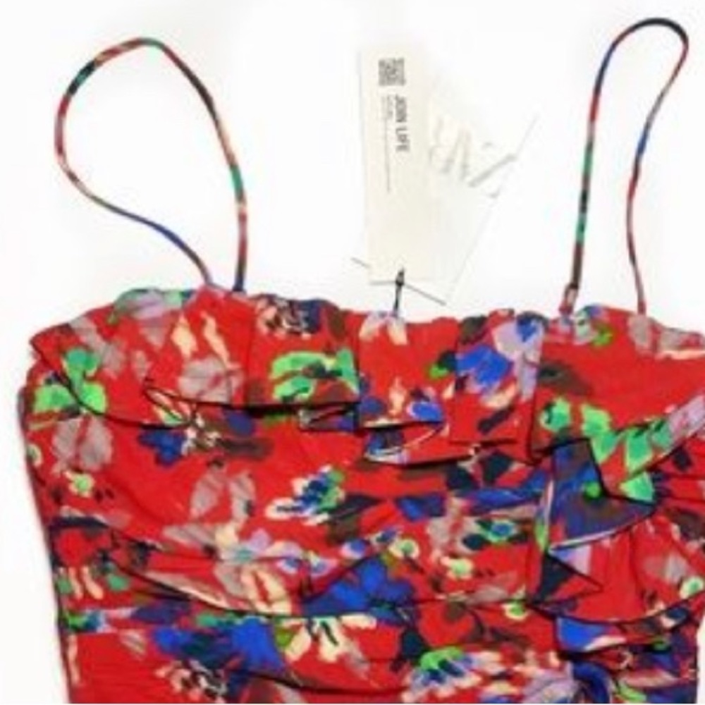 ZARA Floral Ruffle Top